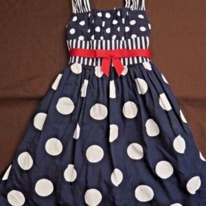 Bonnie Jean Navy Blue Polka dot Dress